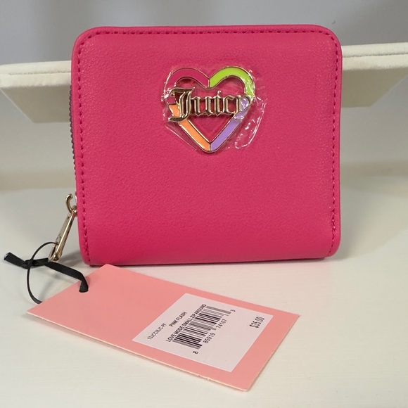 Juicy Couture Love Mode Small Zip Around Hot Pink Wallet NWT - Picture 4 of 9
